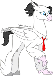 Size: 745x1073 | Tagged: safe, alternate version, artist:agdapl, classical hippogriff, hippogriff, base used, clothes, crossover, feathered fetlocks, glasses, hippogriffied, male, medic, medic (tf2), necktie, signature, simple background, smiling, solo, species swap, team fortress 2, white background