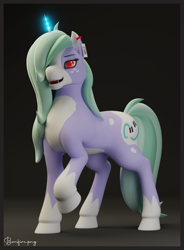 Size: 1508x2048 | Tagged: safe, artist:bonfirepng, oc, oc only, pony, unicorn, 3d, blender, blender cycles, character, cute, fangs, female, hoof shoes, looking at you, mare, solo