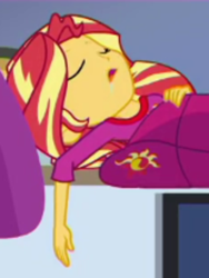 Size: 350x466 | Tagged: safe, screencap, sunset shimmer, equestria girls, g4, my little pony equestria girls: better together, wake up!, cropped, cute, drool, shimmerbetes, solo