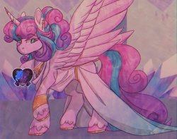 Size: 1941x1527 | Tagged: safe, artist:dark--drawz, princess flurry heart, alicorn, pony, g4, adult, clothes, dress, female, mare, older, older flurry heart, solo, watermark