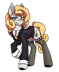 Size: 660x800 | Tagged: artist needed, safe, oc, oc only, oc:sophie hoofington, earth pony, pony, blonde, business suit, clothes, female, looking at you, mare, necktie, simple background, solo, transparent background