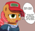 Size: 3000x2653 | Tagged: safe, artist:vultraz, babs seed, earth pony, pony, g4, baseball cap, cap, clothes, dialogue, drawthread, female, filly, hat, high res, looking at you, open mouth, overalls, parody, pun, requested art, shirt, sneed's feed and seed, solo, speech bubble