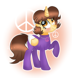 Size: 1878x2034 | Tagged: safe, artist:doraeartdreams-aspy, oc, oc:aspen, alicorn, pony, alicorn oc, base used, blushing, bodysuit, catsuit, clothes, happy, hippie, horn, jewelry, latex, latex suit, necklace, peace suit, peace symbol, peaceful, rubber suit, smiling, wings
