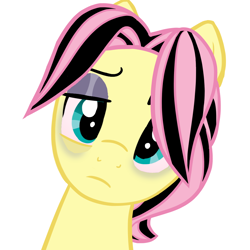 Size: 918x918 | Tagged: safe, artist:melonmilk, derpibooru exclusive, fluttershy, pegasus, pony, g4, bust, butterscotch, cute, disappointed, emo, emoscotch, emoshy, male, rule 63, show accurate, shyabetes, solo, tired
