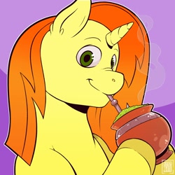 Size: 1400x1400 | Tagged: safe, artist:raph13th, oc, oc only, pony, unicorn, chimarrão, drinking, mate, solo, yerba mate