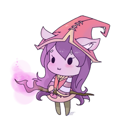 Size: 1329x1313 | Tagged: safe, artist:cookietasticx3, earth pony, anthro, unguligrade anthro, clothes, dress, female, hat, league of legends, lulu (league of legends), ponified, simple background, solo, staff, transparent background, witch hat