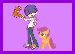 Size: 2600x1876 | Tagged: safe, artist:chelseawest, scootaloo, g4, crossover, derp, kendama, maguro sasaki, puyo puyo