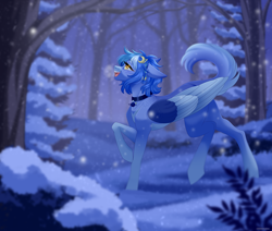 Size: 5100x4320 | Tagged: safe, artist:ohhoneybee, oc, oc only, pegasus, pony, absurd resolution, female, mare, snow, solo, tree