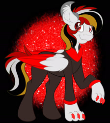 Size: 1600x1787 | Tagged: safe, artist:missbramblemele, oc, oc only, hybrid, pony, horns, male, solo, two toned wings, wings
