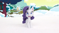 Size: 1920x1080 | Tagged: safe, screencap, rarity, pony, unicorn, g4.5, my little pony: stop motion short, snowball fight (short), female, shocked, snow, solo, stop motion