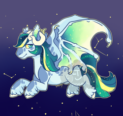 Size: 900x850 | Tagged: safe, artist:lavvythejackalope, oc, oc only, bat pony, pony, bat pony oc, bat wings, colored wings, constellation, gradient wings, male, sparkly wings, stallion, stars, unshorn fetlocks, wings