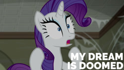 Size: 1280x720 | Tagged: safe, edit, edited screencap, editor:quoterific, screencap, rarity, pony, unicorn, g4, the saddle row review, female, mare, open mouth, solo, wide eyes