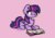 Size: 4960x3508 | Tagged: safe, artist:minty joy, twilight sparkle, alicorn, pony, g4, :t, absurd resolution, animated, blinking, book, bookhorse, cheek fluff, chest fluff, cute, ear fluff, female, fluffy, folded wings, gif, glowing horn, heart eyes, horn, horses doing horse things, leg fluff, lidded eyes, lying down, magic, magic aura, mare, perfect loop, pink background, prone, reading, shaking, simple background, solo, tail, tail flick, telekinesis, that pony sure does love books, twiabetes, twilight sparkle (alicorn), wing fluff, wing twitch, wingding eyes, wings