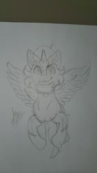 Size: 720x1280 | Tagged: safe, artist:jay_wackal, oc, oc only, alicorn, pony, collar, flying, male, pencil drawing, scar, sketch, solo, traditional art, wings, wip
