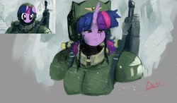 Size: 2368x1385 | Tagged: safe, artist:thelunarmoon, twilight sparkle, anthro, g4, cadian shock troops, imperial guard, snow, warhammer (game), warhammer 40k