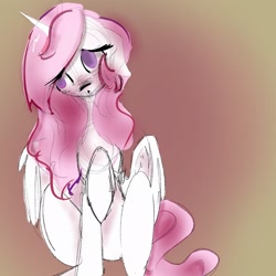 Size: 2048x2048 | Tagged: safe, artist:tiaandluluanimations, princess celestia, alicorn, pony, g4, background pony, blushing, doodle, eye, eyes, female, hair, high res, horn, pink hair, pink-mane celestia, sketch, white, wings, young, young celestia