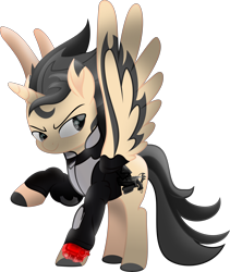 Size: 6902x8184 | Tagged: safe, artist:php178, derpibooru exclusive, oc, oc:blink romance, alicorn, pony, fallout equestria, g4, my little pony: the movie, .svg available, absurd resolution, alicorn oc, alternate universe, belt, clothes, coat markings, confident, determined, determined face, determined look, determined smile, eye, flourish, glowing, gun, handgun, horn, inkscape, jacket, latex, male, mane, michael hutzler, mod, movie accurate, neck line, persona, pipbuck, pipbuck 3000, pipbuck rose 3000, pistol, ponified, ponified music artist, ponysona, red, relentless sorrow (psalm's handgun), revolver, socks (coat markings), spread wings, stallion, stallion oc, stripes, svg, tail, utility belt, vector, weapon, wings, zipper