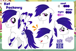 Size: 1200x798 | Tagged: safe, artist:jennieoo, oc, oc only, oc:kot packowy, pegasus, pony, happy, laughing, male, reference sheet, sad, show accurate, smiling, solo, stallion, vector
