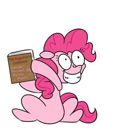Size: 2500x2800 | Tagged: safe, artist:captaincontent, pinkie pie, earth pony, pony, g4, anarchist cookbook, crazy face, faic, grin, high res, smiling, solo, this will end in death, this will end in tears, this will end in tears and/or death, this will not end well