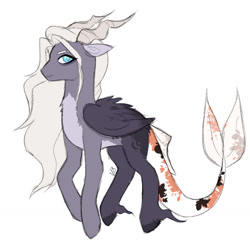 Size: 1280x1280 | Tagged: safe, artist:void-sommar, oc, oc only, oc:nightfall oasis, hybrid, pony, draconequus hybrid, female, interspecies offspring, mare, offspring, parent:discord, parent:rarity, parents:raricord, simple background, solo, white background