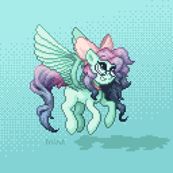 Size: 512x512 | Tagged: safe, artist:mintart, oc, oc only, pegasus, pony, female, flying, glasses, mare, pixel art, simple background, solo