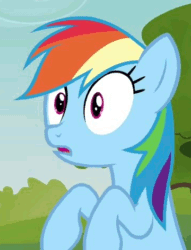 Size: 360x472 | Tagged: safe, screencap, rainbow dash, pegasus, pony, g4, season 3, too many pinkie pies, animated, cropped, cute, dashabetes, female, gif, mare, open mouth, solo