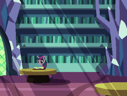 Size: 800x600 | Tagged: safe, artist:rangelost, twilight sparkle, alicorn, pony, cyoa:d20 pony, g4, book, crepuscular rays, female, indoors, library, mare, pixel art, reading, sitting, solo, twilight sparkle (alicorn), twilight's castle