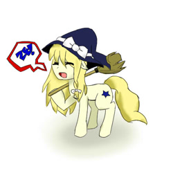Size: 500x500 | Tagged: artist needed, safe, pony, broom, female, hat, kirisame marisa, mare, ponified, touhou, witch, witch hat