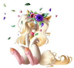 Size: 2545x2356 | Tagged: safe, artist:mediasmile666, oc, oc only, earth pony, pony, choker, female, floral head wreath, flower, high res, mare, simple background, solo, transparent background