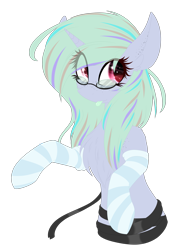 Size: 1985x2842 | Tagged: safe, artist:mediasmile666, oc, oc only, pony, unicorn, chest fluff, clothes, female, freckles, mare, simple background, socks, solo, striped socks, tongue out, transparent background