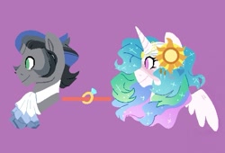 Size: 537x365 | Tagged: artist needed, source needed, safe, king sombra, princess celestia, alicorn, pony, unicorn, g4, cutie mark accessory, cutie mark hair accessory, engagement ring, female, good king sombra, hair accessory, male, ship:celestibra, shipping, straight