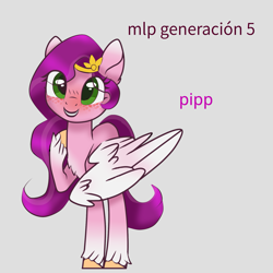 Size: 1701x1701 | Tagged: safe, artist:haesly-fuentes, pipp petals, pegasus, pony, g5, adorapipp, cute, green eyes, skinny pipp, solo, wings