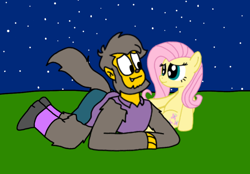 Size: 914x637 | Tagged: safe, artist:haileykitty69, fluttershy, pegasus, pony, werewolf, g4, crossover, crossover shipping, fluttermour, male, seymour skinner, shipping, the simpsons