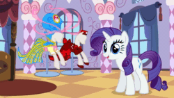 Size: 1920x1080 | Tagged: safe, artist:blackgryph0n, rarity, tom, pony, unicorn, g4, animated, bed, blinking, cargo ship, carousel boutique, clothes, dress, falling, female, gritted teeth, heart, heartbreak, here comes tom, jumping, looking at you, mannequin, mare, picture frame, raised hoof, rarity is not amused, rarity's bedroom, rhyming, rock, rockcon, ship:raritom, shipping, shipping denied, show accurate, smiling, sound, startled, tabitha st. germain, talking, unamused, webm, youtube link