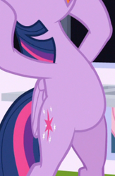 Size: 259x398 | Tagged: safe, edit, edited screencap, screencap, twilight sparkle, alicorn, pony, g4, sparkle's seven, belly, bipedal, cropped, pictures of bellies, solo, twilight sparkle (alicorn)