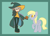 Size: 2600x1876 | Tagged: safe, artist:chelseawest, derpy hooves, human, pony, g4, colored background, crossover, dialogue in the description, food, lemres, muffin, puyo puyo