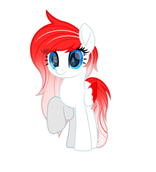 Size: 2000x2200 | Tagged: safe, artist:ponkus, oc, oc only, oc:making amends, pegasus, pony, blue eyes, colored wings, eye clipping through hair, female, high res, mare, pegasus oc, raised hoof, red mane, simple background, smiling, solo, transparent background, two toned wings, wings