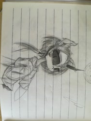 Size: 2976x3968 | Tagged: artist needed, safe, princess luna, oc, g4, black sclera, clothes, high res, lined paper, pencil drawing, photo, shirt, sideways, simple background, traditional art
