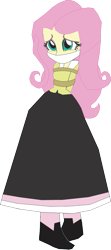 Size: 431x968 | Tagged: safe, artist:caido58, fluttershy, equestria girls, g4, arm behind back, bondage, bound and gagged, cloth gag, clothes, gag, long skirt, skirt, solo, tied up, western