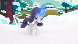 Size: 1920x1080 | Tagged: safe, screencap, rarity, pony, g4, g4.5, my little pony: stop motion short, snowball fight (short), magic, snow, solo, stop motion