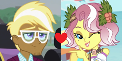 Size: 782x391 | Tagged: safe, edit, edited screencap, screencap, trenderhoof, vignette valencia, equestria girls, equestria girls specials, g4, my little pony equestria girls: better together, my little pony equestria girls: friendship games, my little pony equestria girls: rollercoaster of friendship, cropped, female, heart, male, one eye closed, shipping, shipping domino, straight, trenette, wink