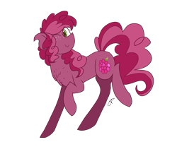 Size: 1845x1609 | Tagged: safe, artist:gallantserver, oc, oc only, oc:raspberry sugarcane, earth pony, pony, female, magical lesbian spawn, mare, offspring, parent:pinkie pie, parent:tempest shadow, parents:tempestpie, simple background, solo, transparent background