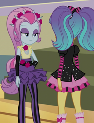 Size: 511x674 | Tagged: source needed, safe, screencap, pixel pizazz, violet blurr, equestria girls, g4, my little pony equestria girls: friendship games, cropped