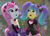 Size: 400x287 | Tagged: safe, screencap, captain planet, cloudy kicks, pixel pizazz, violet blurr, human, equestria girls, g4, my little pony equestria girls: friendship games, cropped, duo, duo female, female