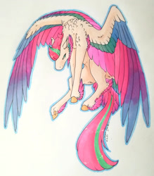 Size: 1920x2196 | Tagged: safe, artist:oneiria-fylakas, zipp storm, pegasus, pony, g5, colored wings, female, mare, multicolored wings, solo, traditional art, wings