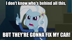 Size: 896x500 | Tagged: safe, edit, edited screencap, screencap, trixie, equestria girls, g4, my little pony equestria girls: rainbow rocks, ben 10, ben 10 alien swarm, caption, image macro, imgflip, kevin levin, meme, quote, reference, text, trixie yells at everything