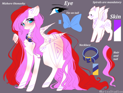 Size: 3696x2800 | Tagged: safe, artist:krissstudios, oc, oc only, oc:mizhore, pegasus, pony, female, high res, jewelry, mare, necklace, reference sheet, solo