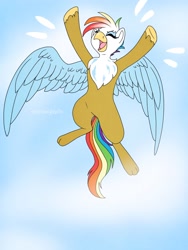 Size: 3000x4000 | Tagged: safe, artist:incendiarymoth, gilda, rainbow dash, hippogriff, g4, beak, eyes closed, fusion, hooves in air, open beak, open mouth, solo