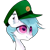 Size: 1000x1000 | Tagged: safe, artist:minty--fresh, oc, oc only, oc:nimbus cloudington, pegasus, pony, big eyes, blue mane, cute, hat, male, peaked cap, pegasus oc, pfp, piercing, pink eyes, solo