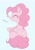 Size: 1444x2048 | Tagged: safe, artist:noupu, pinkie pie, earth pony, pony, g4, blue background, cute, diapinkes, eyes closed, female, mare, ponk, simple background, solo